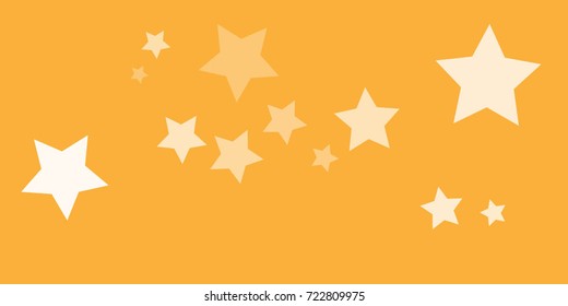 Star Falling Confetti Print. Vector Background for Birthday Party, Celebration, Festival. Vector illustration. Perfect For Logo, Banner, Icon. Orange Background With White Stars.