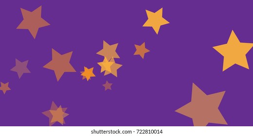 Star Falling Confetti Print. Vector Background for Birthday Party, Celebration, Festival. Vector illustration. Perfect For Logo, Banner, Icon. Purple Background With Gold Stars.