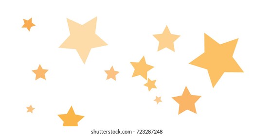 Star Falling Confetti Print. Vector Background for Birthday Party, Celebration, Festival. Vector illustration. Perfect For Logo, Banner, Icon. White Background With Gold Stars.