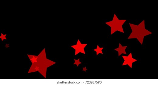 Star Falling Confetti Print. Vector Background for Birthday Party, Celebration, Festival. Vector illustration. Perfect For Logo, Banner, Icon. Dark Background With Red Stars.