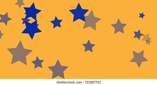 Star Falling Confetti Print. Vector Background for Birthday Party, Celebration, Festival. Vector illustration. Perfect For Logo, Banner, Icon. Orange Background With Blue Stars.