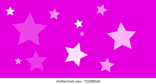 Star Falling Confetti Print. Vector Background for Birthday Party, Celebration, Festival. Vector illustration. Perfect For Logo, Banner, Icon. Pink Background With White Stars.