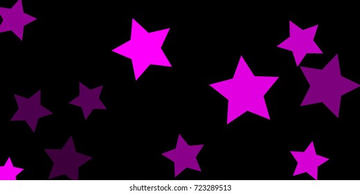 Star Falling Confetti Print. Vector Background for Birthday Party, Celebration, Festival. Vector illustration. Perfect For Logo, Banner, Icon. Dark Background With Pink Stars.