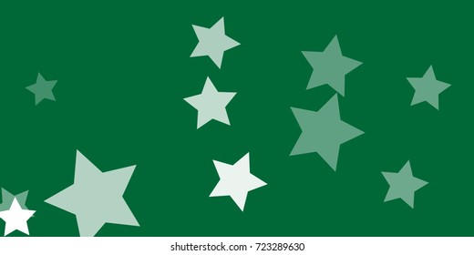 Star Falling Confetti Print. Vector Background for Birthday Party, Celebration, Festival. Vector illustration. Perfect For Logo, Banner, Icon. Green Background With White Stars.