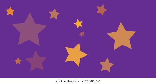 Star Falling Confetti Print. Vector Background for Birthday Party, Celebration, Festival. Vector illustration. Perfect For Logo, Banner, Icon. Purple Background With Gold Stars.