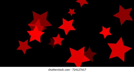 Star Falling Confetti Print. Vector Background for Birthday Party, Celebration, Festival. Vector illustration. Perfect For Logo, Banner, Icon. Dark Background With Red Stars.
