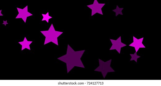Star Falling Confetti Print. Vector Background for Birthday Party, Celebration, Festival. Vector illustration. Perfect For Logo, Banner, Icon. Dark Background With Pink Stars.