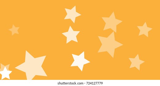 Star Falling Confetti Print. Vector Background for Birthday Party, Celebration, Festival. Vector illustration. Perfect For Logo, Banner, Icon. Orange Background With White Stars.