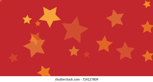 Star Falling Confetti Print. Vector Background for Birthday Party, Celebration, Festival. Vector illustration. Perfect For Logo, Banner, Icon. Red Background With Gold Stars.