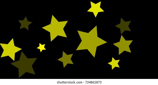 Star Falling Confetti Print. Vector Background for Birthday Party, Celebration, Festival. Vector illustration. Perfect For Logo, Banner, Icon. Dark Background With Gold and Green Stars.