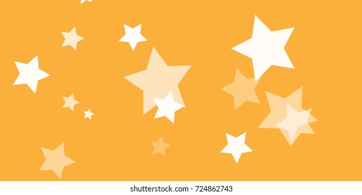 Star Falling Confetti Print. Vector Background for Birthday Party, Celebration, Festival. Vector illustration. Perfect For Logo, Banner, Icon. Orange Background With White Stars.