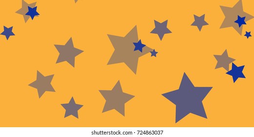 Star Falling Confetti Print. Vector Background for Birthday Party, Celebration, Festival. Vector illustration. Perfect For Logo, Banner, Icon. Orange Background With Blue Stars.