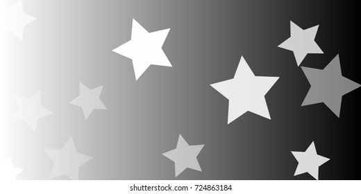 Star Falling Confetti Print. Vector Background for Birthday Party, Celebration, Festival. Vector illustration. Perfect For Logo, Banner, Icon. Black And White Background With White Stars.