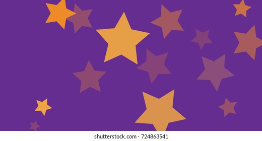 Star Falling Confetti Print. Vector Background for Birthday Party, Celebration, Festival. Vector illustration. Perfect For Logo, Banner, Icon. Purple Background With Gold Stars.