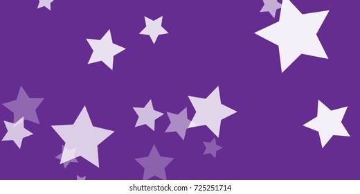 Star Falling Confetti Print. Vector Background for Birthday Party, Celebration, Festival. Vector illustration. Perfect For Logo, Banner, Icon. Purple Background With White Stars.
