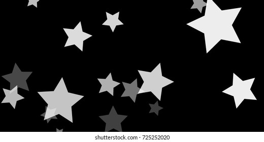 Star Falling Confetti Print. Vector Background for Birthday Party, Celebration, Festival. Vector illustration. Perfect For Logo, Banner, Icon. Dark Background With White Stars.