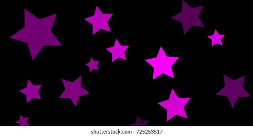 Star Falling Confetti Print. Vector Background for Birthday Party, Celebration, Festival. Vector illustration. Perfect For Logo, Banner, Icon. Dark Background With Pink Stars.