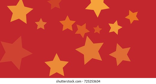 Star Falling Confetti Print. Vector Background for Birthday Party, Celebration, Festival. Vector illustration. Perfect For Logo, Banner, Icon. Red Background With Gold Stars.