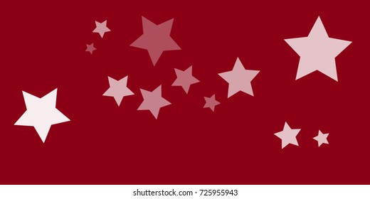 Star Falling Confetti Print. Vector Background for Birthday Party, Celebration, Festival. Vector illustration. Perfect For Logo, Banner, Icon. Red Background With White And Red Stars.
