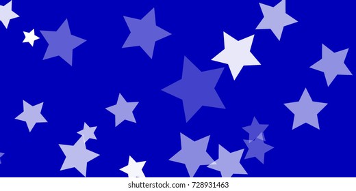 Star Falling Confetti Print. Vector Background for Birthday Party, Celebration, Festival. Vector illustration. Perfect For Logo, Banner, Icon. Blue Background With White Stars.