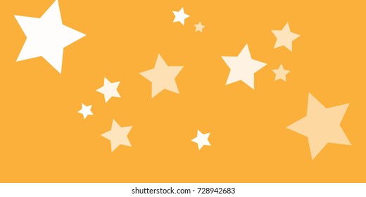 Star Falling Confetti Print. Vector Background for Birthday Party, Celebration, Festival. Vector illustration. Perfect For Logo, Banner, Icon. Orange Background With White Stars.