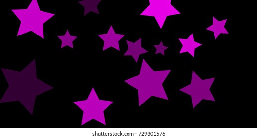 Star Falling Confetti Print. Vector Background for Birthday Party, Celebration, Festival. Vector illustration. Perfect For Logo, Banner, Icon. Dark Background With Pink Stars.