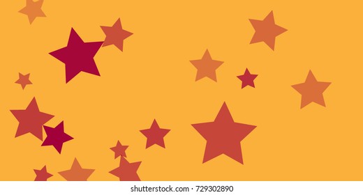 Star Falling Confetti Print. Vector Background for Birthday Party, Celebration, Festival. Vector illustration. Perfect For Logo, Banner, Icon. Golden Background With Red Stars.