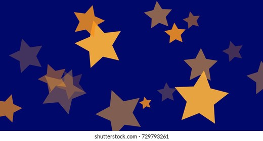 Star Falling Confetti Print. Vector Background for Birthday Party, Celebration, Festival. Vector illustration. Perfect For Logo, Banner, Icon. Blue Background With Golden Stars.