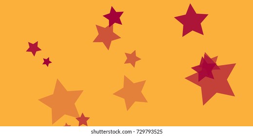 Star Falling Confetti Print. Vector Background for Birthday Party, Celebration, Festival. Vector illustration. Perfect For Logo, Banner, Icon. Orange Background With Red Stars.