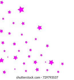 Star Falling Confetti Print. Vector Background for Birthday Party, Celebration, Festival. White Background With Pink Stars.
