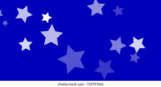 Star Falling Confetti Print. Vector Background for Birthday Party, Celebration, Festival. Vector illustration. Perfect For Logo, Banner, Icon. Blue Background With White Stars.