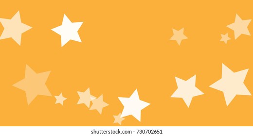 Star Falling Confetti Print. Vector Background for Birthday Party, Celebration, Festival. Vector illustration. Perfect For Logo, Banner, Icon. Orange Background With White Stars.