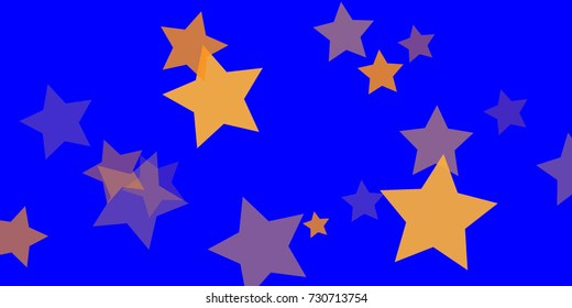 Star Falling Confetti Print. Vector Background for Birthday Party, Celebration, Festival. Vector illustration. Perfect For Logo, Banner, Icon. Blue Background With Gold Stars.