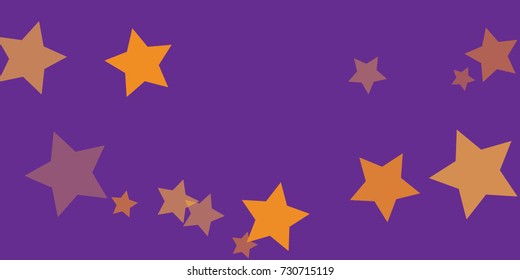 Star Falling Confetti Print. Vector Background for Birthday Party, Celebration, Festival. Vector illustration. Perfect For Logo, Banner, Icon. Purple Background With Gold Stars.