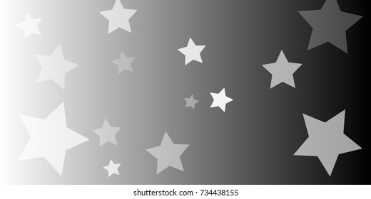 Star Falling Confetti Print. Vector Background for Birthday Party, Celebration, Festival. Vector illustration. Perfect For Logo, Banner, Icon. Black And White Background With White Stars.