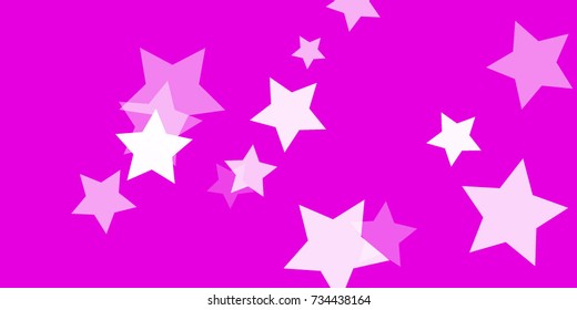 Star Falling Confetti Print. Vector Background for Birthday Party, Celebration, Festival. Vector illustration. Perfect For Logo, Banner, Icon. Pink Background With White Stars.