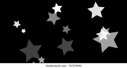 Star Falling Confetti Print. Vector Background for Birthday Party, Celebration, Festival. Vector illustration. Perfect For Logo, Banner, Icon. Dark Background With White Stars.