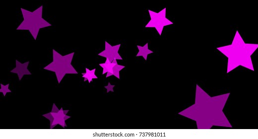 Star Falling Confetti Print. Vector Background for Birthday Party, Celebration, Festival. Vector illustration. Perfect For Logo, Banner, Icon. Dark Background With Pink Stars.