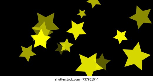 Star Falling Confetti Print. Vector Background for Birthday Party, Celebration, Festival. Vector illustration. Perfect For Logo, Banner, Icon. Dark Background With Gold and Green Stars.