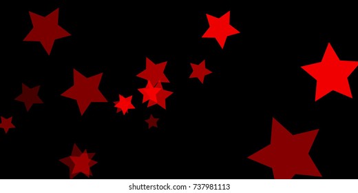 Star Falling Confetti Print. Vector Background for Birthday Party, Celebration, Festival. Vector illustration. Perfect For Logo, Banner, Icon. Dark Background With Red Stars.