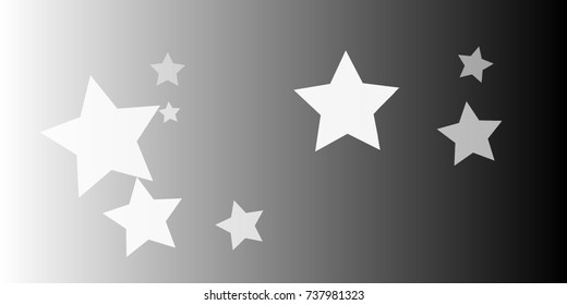 Star Falling Confetti Print. Vector Background for Birthday Party, Celebration, Festival. Vector illustration. Perfect For Logo, Banner, Icon. Black And White Background With White Stars.