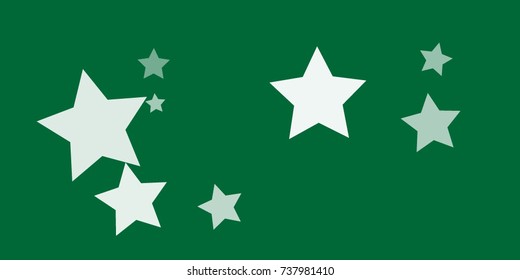 Star Falling Confetti Print. Vector Background for Birthday Party, Celebration, Festival. Vector illustration. Perfect For Logo, Banner, Icon. Green Background With White Stars.