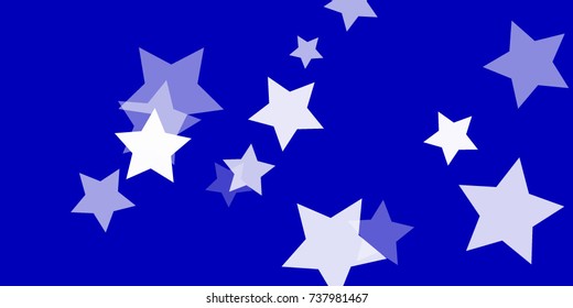 Star Falling Confetti Print. Vector Background for Birthday Party, Celebration, Festival. Vector illustration. Perfect For Logo, Banner, Icon. Blue Background With White Stars.