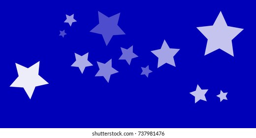 Star Falling Confetti Print. Vector Background for Birthday Party, Celebration, Festival. Vector illustration. Perfect For Logo, Banner, Icon. Blue Background With White Stars.