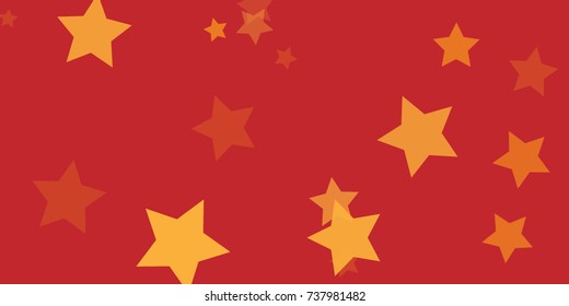 Star Falling Confetti Print. Vector Background for Birthday Party, Celebration, Festival. Vector illustration. Perfect For Logo, Banner, Icon. Red Background With Gold Stars.