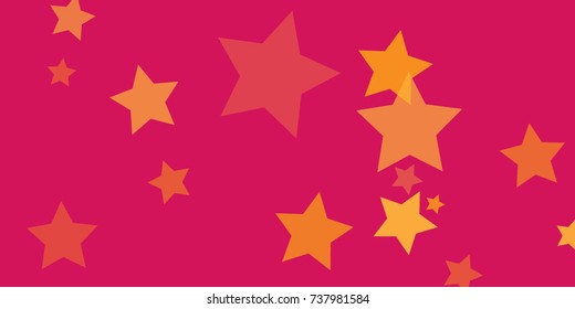 Star Falling Confetti Print. Vector Background for Birthday Party, Celebration, Festival. Vector illustration. Perfect For Logo, Banner, Icon. Pink Background With Gold Stars.