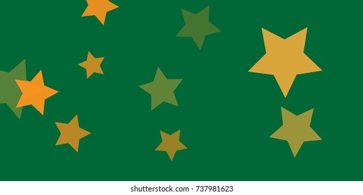 Star Falling Confetti Print. Vector Background for Birthday Party, Celebration, Festival. Vector illustration. Perfect For Logo, Banner, Icon. Green Background With Gold Stars.