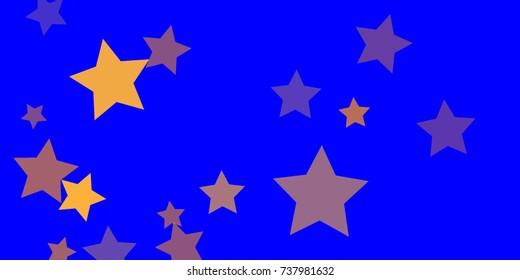 Star Falling Confetti Print. Vector Background for Birthday Party, Celebration, Festival. Vector illustration. Perfect For Logo, Banner, Icon. Blue Background With Gold And Pink Stars.