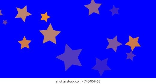 Star Falling Confetti Print. Vector Background for Birthday Party, Celebration, Festival. Vector illustration. Perfect For Logo, Banner, Icon. Blue Background With Gold And Pink Stars.