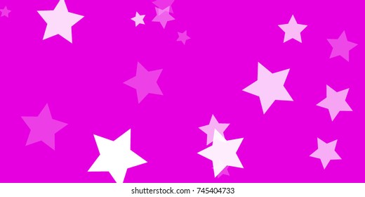 Star Falling Confetti Print. Vector Background for Birthday Party, Celebration, Festival. Vector illustration. Perfect For Logo, Banner, Icon. Pink Background With White Stars.